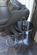 میز قهوه Ceylin 3L Zigon Poil Foot Metal Foot ، Mirror Black-thumb