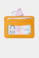 3607 چرم اصل زنانه جا کارتی مردانه کیف پول زرد-thumb