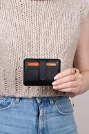 3607 چرم اصل زنانه جا کارتی مردانه کیف پول مشکی-thumb