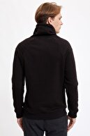 Defacto Erkek Siyah Şal Yaka Slim Fit Basic Sweatshirt R4667AZ20AU