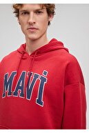 سویشرت قرمز کلاهدار با لوگو 067149-81773-thumb