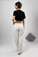 لباس خواب زنانه استیکمان سفید روبان دار-thumb