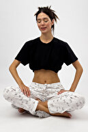 لباس خواب زنانه استیکمان سفید روبان دار-thumb