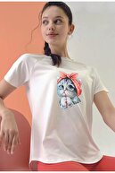 تی شرت زنانه با چاپ گربه ای ناز مشکی-thumb