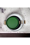 سینی فلزی 3 تکه 45 سفید، 37 مشکی، 30 سبز با دسته های چوبی ست سینی ارائه سینی چای-thumb