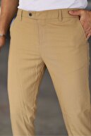 شلوار قد بلند پارچه لایکرای انعطاف پذیر مردانه شتری رنگ با کیفیت-thumb