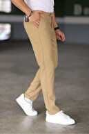 شلوار قد بلند پارچه لایکرای انعطاف پذیر مردانه شتری رنگ با کیفیت-thumb
