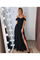 Secret Passion Lingerie Şık Siyah Kruvaze Yaka , Pileli Abiye Elbise Uzun Elbise Düğün Elbisesi 078