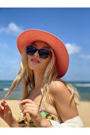 HemenALbence Kadın Hasır Plaj Şapkası Pembe