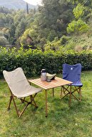 ست میز کمپینگ تاشو چوبی–70*70*55 سانتی متر قهوه ای/بژ–با کیف-thumb