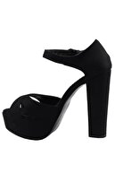 Föz Kadın Siyah Süet Yüksek Platformlu Topuklu Ayakkabı  A30