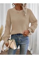 مدل آستین بافتنی تسالونیکی یقه گرد ژاکت بافتنی رنگی سنگی-thumb