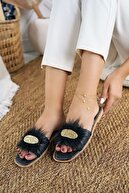 دمپایی زنانه سنگ خز مشکی دمپایی خانه شیک روزانه دمپایی فانتزی جهیزیه تولد مهمان عروس-thumb