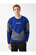 Koton Erkek Lacivert Sloganli Spor Sweatshirt