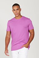 تی شرت باریک مردانه بنفش باریک 100% نخی-thumb