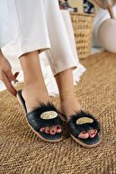 دمپایی زنانه سنگ خز مشکی دمپایی خانه شیک روزانه دمپایی فانتزی جهیزیه تولد مهمان عروس-thumb