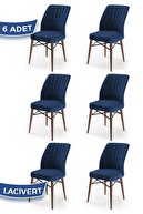 Chair Navy Blue Feet Walnut