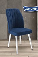 Chair Navy Blue Legs White