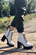 MİNAMİRA Kadın Beyaz Platform Topuklu Bot