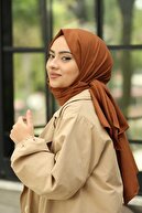 مدل شال جاز نخی کراس حجاب -قرمز قهوه ای-thumb