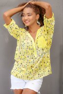 Chiccy Kadın Sarı Italyan Puan Desenli Patı Ve Cebi Pul Dokuma Uzun Kol Ayar Düğmeli Bluz M10010200bl95053