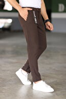 شلوار قد بلند پارچه لیکرا مردانه با کیفیت رنگ قهوه ای منعطف-thumb