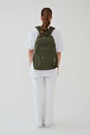 کیف مدرسه کوله پشتی مسافرتی خاکی چندچشمی سایز بزرگ پارچه ای یونیسکس کرینکل ضد آب-thumb