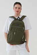 کیف مدرسه کوله پشتی مسافرتی خاکی چندچشمی سایز بزرگ پارچه ای یونیسکس کرینکل ضد آب-thumb