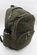 کیف مدرسه کوله پشتی مسافرتی خاکی چندچشمی سایز بزرگ پارچه ای یونیسکس کرینکل ضد آب-thumb