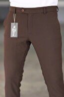 شلوار قد بلند پارچه لیکرا مردانه با کیفیت رنگ قهوه ای منعطف-thumb