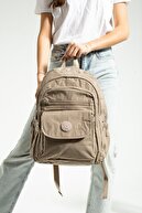 کیف مدرسه بند ارتوپدی قابل تنظیم یونیسکس Light Mink سایز مگا با 9 محفظه و محفظه لپ تاپ-thumb