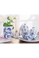 English Home Sakura Porselen Vazo 9x9x15 Cm Mavi-beyaz