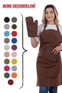 ست ساده ست پیش بند آشپزخانه 3 تایی با آویز قابل تنظیم (دستکش، دسته)-thumb