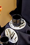 ست فنجان قهوه سرامیکی لوکس 12 تکه طرح مرمر سیاه، فنجان قهوه ترک-thumb