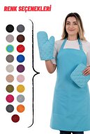 ست ساده ست پیش بند آشپزخانه 3 تایی با آویز قابل تنظیم (دستکش، دسته)-thumb