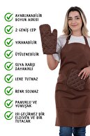 ست ساده ست پیش بند آشپزخانه 3 تایی با آویز قابل تنظیم (دستکش، دسته)-thumb