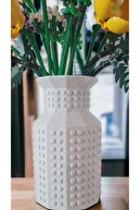 LEGO çiçek سازگار با طراحی ویژه تزئینی تزئینی گلدان بیوپلاستیک سفید (گلهایی که شامل نمی شود)-thumb