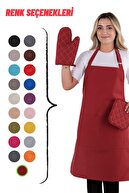 ست ساده ست پیش بند آشپزخانه 3 تایی با آویز قابل تنظیم (دستکش، دسته)-thumb