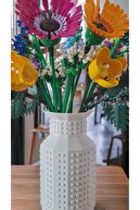 LEGO çiçek سازگار با طراحی ویژه تزئینی تزئینی گلدان بیوپلاستیک سفید (گلهایی که شامل نمی شود)-thumb