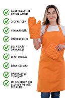 ست ساده ست پیش بند آشپزخانه 3 تایی با آویز قابل تنظیم (دستکش، دسته)-thumb