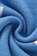 پتوی بافتنی نوزاد دختر و پسر 85cm x85cm آبی رنگین کمانی-thumb