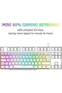 ترول قرمز سوئیچ Mini RGB بازی صفحه کلید بازی مکانیکی 62 کلید 18 LED کابل USB نوع C LCD سفید-thumb