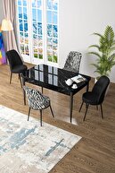 Table Black Marble Pattern Black and Zebra  Chair