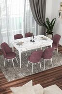 Table White Marble Pattern Chairs Rose Dust
