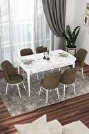 wand White Marble Patterned Chairs Brown