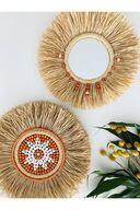 Wooden natural beige wicker orange