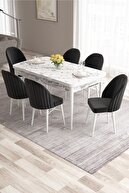 Table Black Marble Pattern Chair Grey