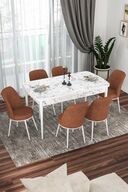 Table White Marble Pattern Chairs Tile