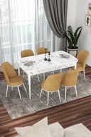 Table White Marble Patterned Chairs Cappuccino