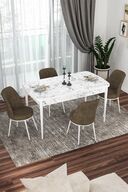 Table White Marble Patterned Chairs Brown